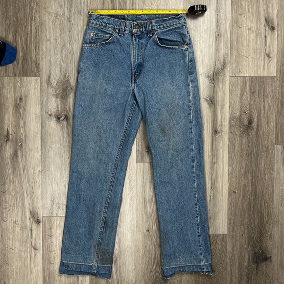 Levi's Orange Tab Size 30 Bottom Cut Off Blue Denim Jeans - Picture 4 of 9